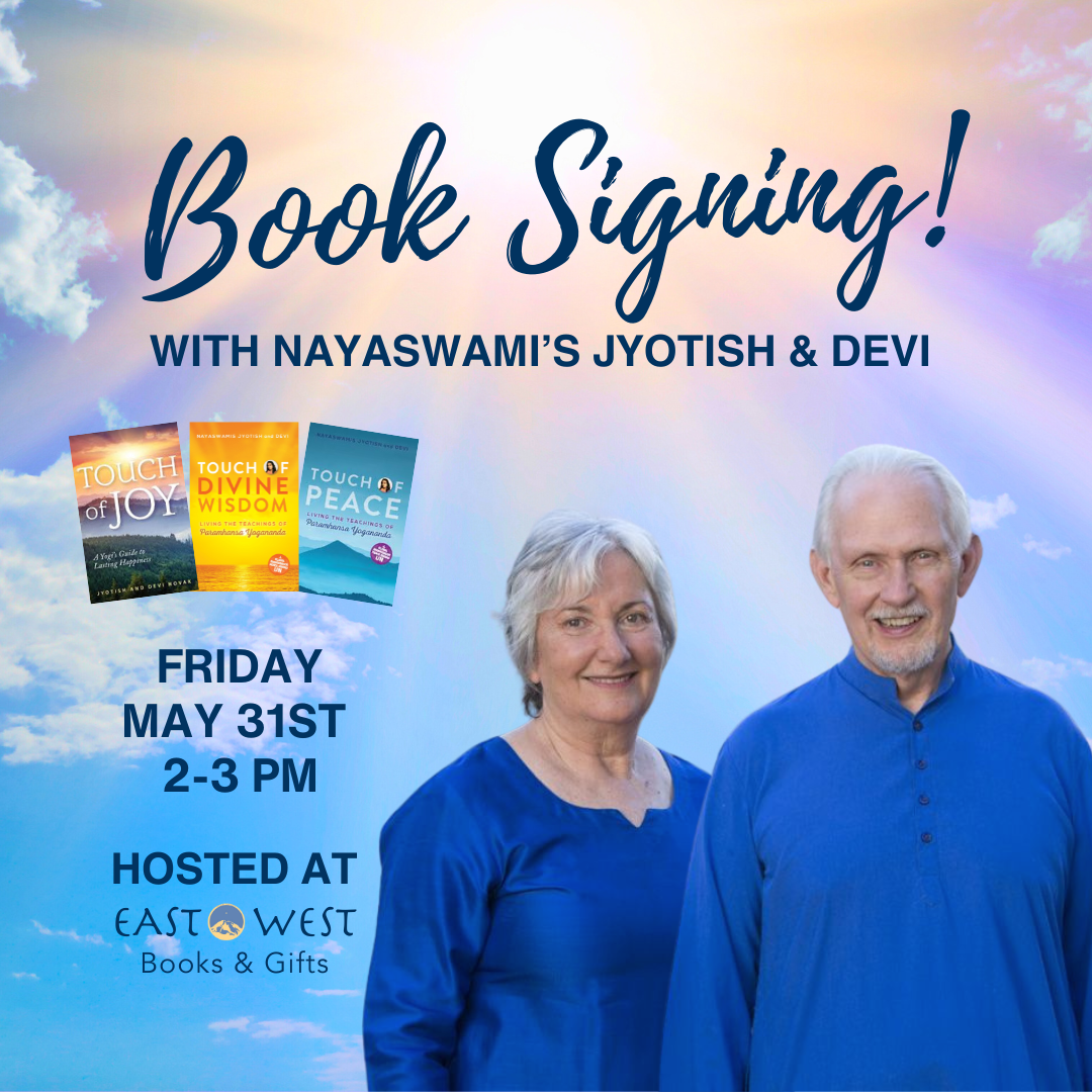 May 31st, 2024 - Friday 2-3 PM  PT - BOOK SIGNING! with Nayaswami's Jyotish and Devi at East West Books & Gifts - In-Person